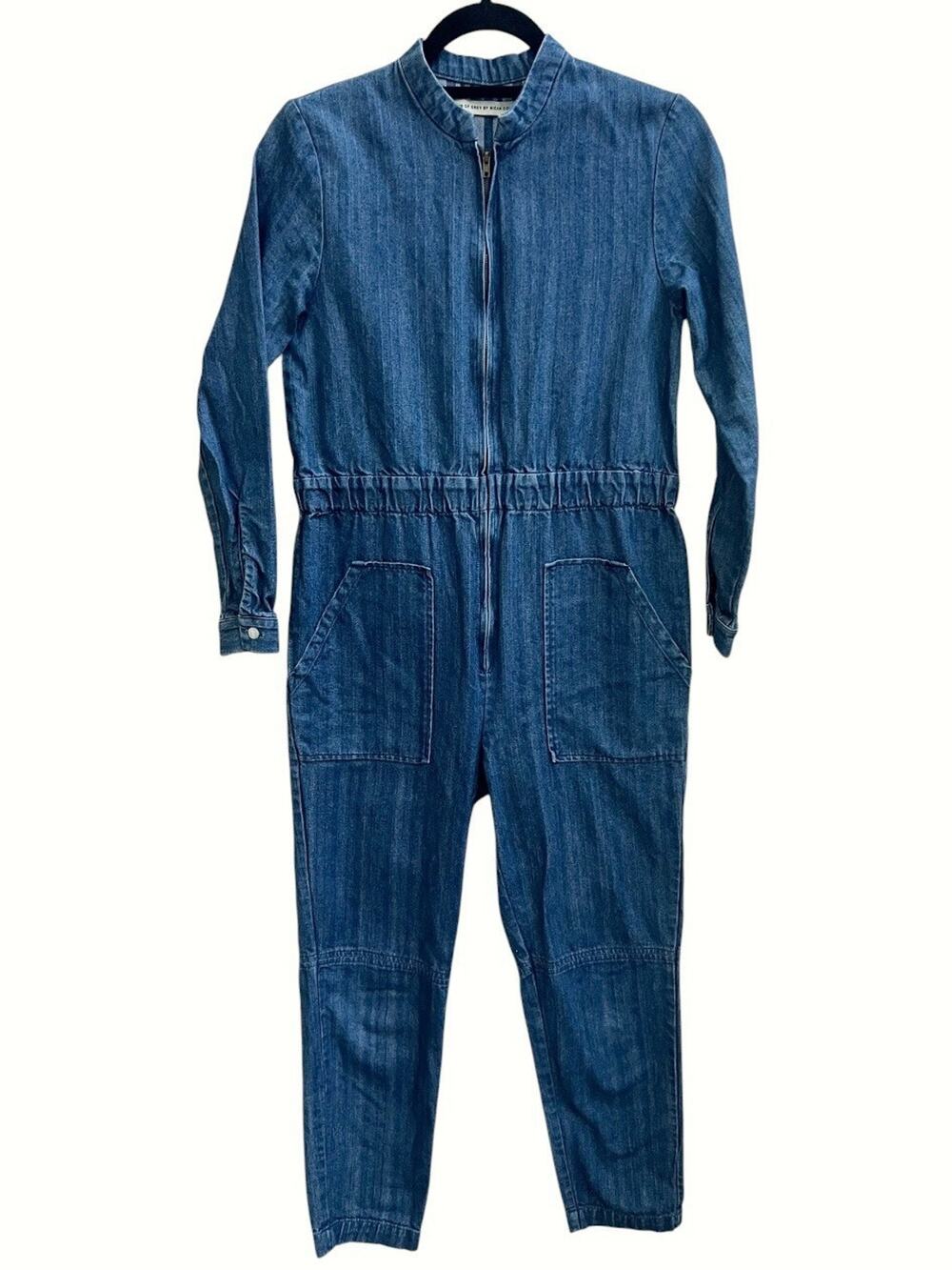 Shades Of Grey By Micah Cohen Blue Denim Jumpsuit Sz XXS Garage Core Streetwear